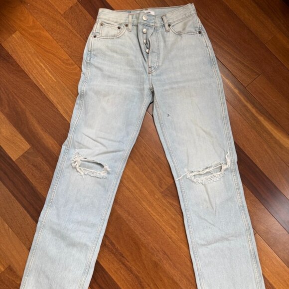 RE/DONE high-waisted light wash jeans with rips (high loose style) - Picture 1 of 2